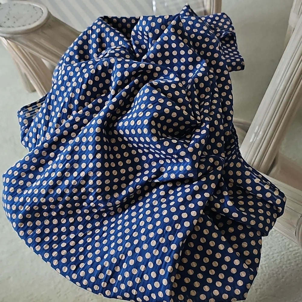 American Eagle Blue & Cream Polka Dot Scarf/shawl - Picture 2 of 7